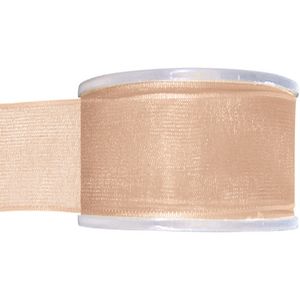 1x Hobby/decoratie koraal roze organza sierlinten 4 cm/40 mm x 20 meter