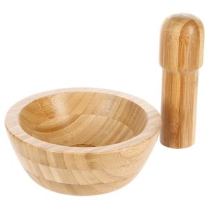 Decopatent® Vijzel met stamper van Bamboe Hout Ø13 cm - Fijnstampen en