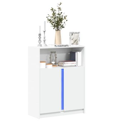 Dressoir met LED 77x34x100 cm bewerkt hout wit