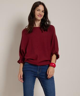 vleermuismouw trui met ruches vleermuismouw trui met ruches