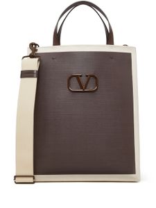 Valentino Garavani sac cabas à plaque logo - Marron