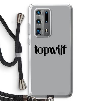 Topwijf Grijs Zwart: Huawei P40 Pro Plus Transparant Hoesje met koord