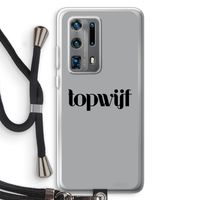 Topwijf Grijs Zwart: Huawei P40 Pro Plus Transparant Hoesje met koord