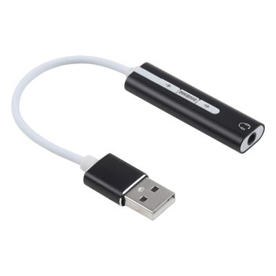 Aluminium Shell 3 5 mm Jack externe USB Sound Card HIFI magische stem 7.1 Channel Adapter vrij rijden voor Computer Desktop Speakers Headset (zwart