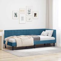 Hoekbedframe met hoofdeinde Blauw 80 cm x 200 cm Fluweel