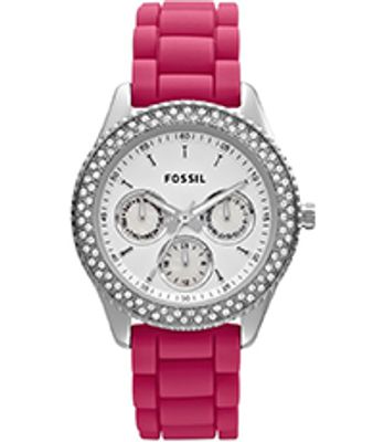 Horlogeband Fossil ES3214 Silicoon Roze 18mm