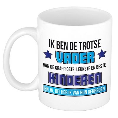 Vaderdag mok - trotse vader van de leukste kinderen - wit - 300 ml - keramiek