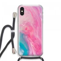 Roze explosie: iPhone XS Max Transparant Hoesje met koord