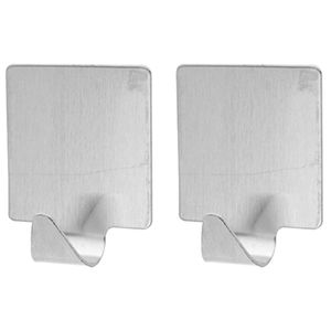 Zelfklevende haakjes rvs keuken/badkamer/kleding/ophang - set 6x - 5 x 5,5 cm