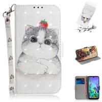 3D schilderij cute cat patroon gekleurde tekening horizontale Flip lederen case voor LG q60 met houder & kaartsleuven & portemonnee