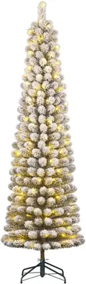 Black Box Trees Charlton Pilar verlichte kerstboom besneeuwd groen 185cm - 120 lampjes