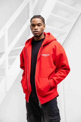 Equalité Societe Oversized Full Zip Hoodie Heren Rood - Maat XS - Kleur: Rood | Soccerfanshop