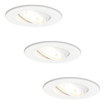 Set van 3 Pittsburg LED inbouwspots - GU10 5 Watt 400 lumen - 4000K Neutraal wit - Dimbaar - Rond - Kantelbaar - IP20 Voor binnen - Wit