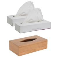 Tissuebox/tissuedoos van bamboe hout B10 x H7 x L23 cm met vulling