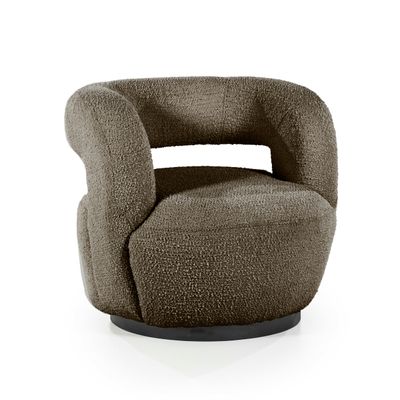 Eleonora Draaifauteuil 'Sharon' Bouclé, kleur Bruin Eleonora Draaifauteuil 'Sharon' Bouclé, kleur Bruin