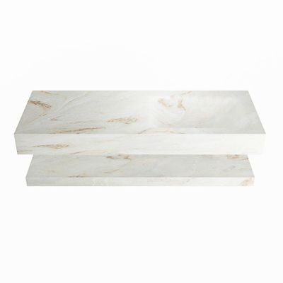 MONDIAZ ALAN-DLUX 120cm planchet Frappe. Vrijhangende wastafel CLOUD rechts 1 kraangat, kleur Frappe.