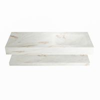 MONDIAZ ALAN-DLUX 120cm planchet Frappe. Vrijhangende wastafel CLOUD rechts 1 kraangat, kleur Frappe.