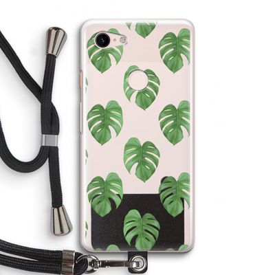 Monstera leaves: Pixel 3 Transparant Hoesje met koord