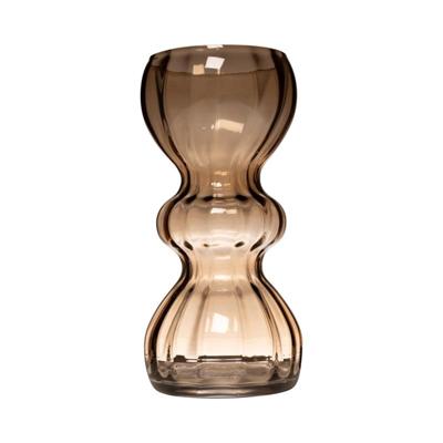 Hakbijl Glass Yves swirl buikvaas taupe ø12xh25cm