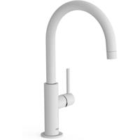 Wastafelkraan Tres Study | Opbouw | Draaibare uitloop | Mengkraan | Hoog model | 1-hendel | Rond | Wit mat