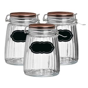 Weckpot/inmaakpot - 4x - 1.5L - glas - met beugelsluiting - incl. etiketten