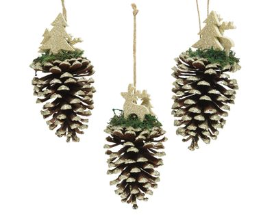 Dennenappel triplex d7h14cm goud a3 - Decoris