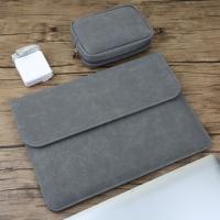2 in 1 horizontale matte lederen laptop binnenzak + Power Bag voor MacBook Air 13 3 inch A1466 (2012-2017)/A1369 (2010-2012) (grijs)