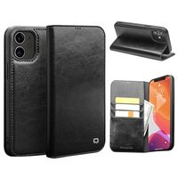 Qialino Classic iPhone 12/12 Pro Wallet Leren Hoesje - Zwart