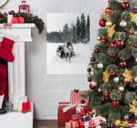 Rendier in sneeuwlandschap kerst poster