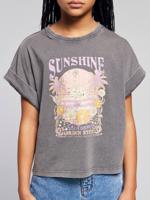 T-shirt met "Sunshine California" motief voor meisjes met korte opgerolde mouwen JONEN antraciet