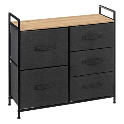 Opbergmandkastje/badkamerkastje - 5x manden - 83 x 29 x 77 cm - hout/stof - donkergrijs