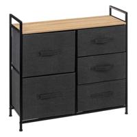 Opbergmandkastje/badkamerkastje - 5x manden - 83 x 29 x 77 cm - hout/stof - donkergrijs