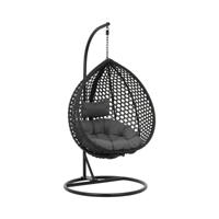 Buitenhangstoel met frame - opklapbare zitting - zwart/grijs - druppelvorm Buitenhangstoel met frame - opklapbare zitting - zwart/grijs - druppelvorm
