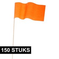 150x Papieren zwaaivlaggetje oranje