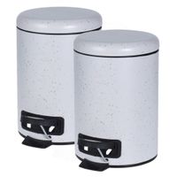 3x stuks witte vuilnisbakken/pedaalemmers met spikkels 3 liter