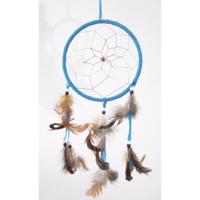 Droomvanger - luxe kwaliteit - met veren - blauw - D16 x 34 cm - dromenvanger