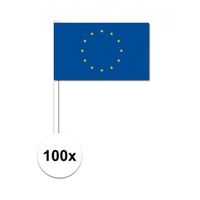 100x Europa decoratie papieren zwaaivlaggetjes   -