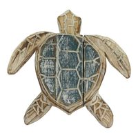 Houten Schildpad Blauw-Bruin (19 x 19 cm) - thumbnail