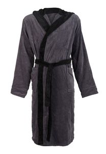Antraciet badjas met capuchon - M-L