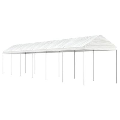 Prieel met dak 13,38x2,28x2,69 m polyetheen wit