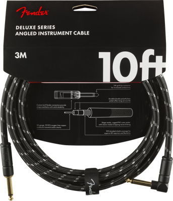 Fender Instrumentkabel Deluxe Black Tweed, Jack-Jack Haaks, 3m