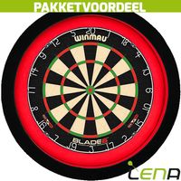 Winmau Blade 6 + Lena Dartbord Verlichting Deluxe Rood - Zwart - thumbnail