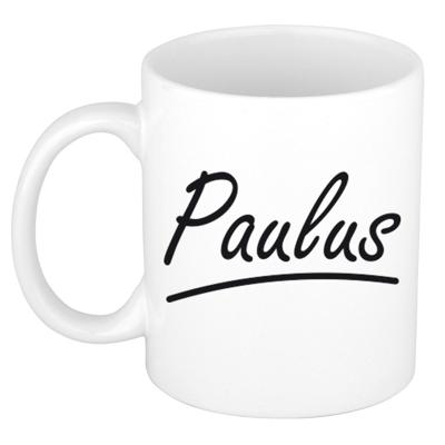 Paulus Naam koffiemok - beker - met sierlijke letters - wit - 300 ml - Cadeau - Heren Paulus Naam koffiemok - beker - met sierlijke letters - wit - 300 ml - Cadeau - Heren