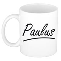 Paulus Naam koffiemok - beker - met sierlijke letters - wit - 300 ml - Cadeau - Heren