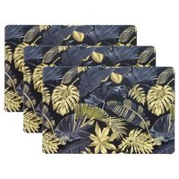 Placemat/onderlegger - 6x - blad motief - 44 x 28 cm - tafeldecoratie