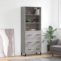 Hoge kast 69,5x34x180 cm bewerkt hout grijs sonoma eikenkleurig