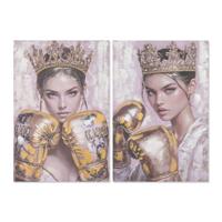 Canvas Home ESPRIT Roze Gouden Bokshandschoen 60 x 3 x 90 cm (2 Stuks)