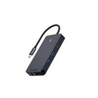 Rapoo USB-C Multiport Adapter, 10-in-1, grijs Desktop accessoire Zwart