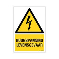 Bord Hoogspanning levensgevaar - 230x330 mm.