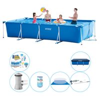 Intex Frame Pool Rechthoekig 450x220x84 cm - Zwembad Inclusief Accessoires - thumbnail